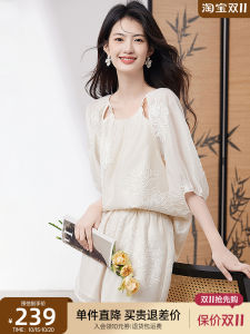 Xinfei New Chinese Style Silk Shirt Shorts Set Women Summer Loose Slimming Youthful Two Piece Fashionable Ensemble