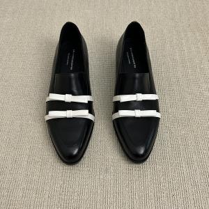 Dannyfrey British Style Knot Loafers Womens New Slip-On Shoes Thick Heel Leather Upper Low Top Fashionable Flat Footwear