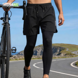 WOSAWE Men Women 2-in-1 Padded Cycling Pants Breathable Quick Dry MTB Bike Trousers with Zip Pockets