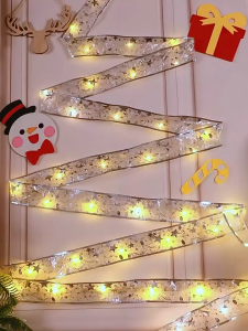 YOWXII LED Ribbon Lantern Festival Decorative Lantern Bow Gift Box Decoration Christmas Tree Accessories Decorative Colorful Light Strip 2m/5m/10m