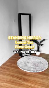Kaca Lemari Tas Kaca Cermin Standing Mirror Hitam Doff – Cermin Berdiri Minimalis Hitam