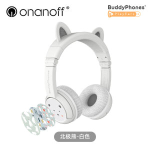 BuddyPhones PlayEars+ Childrens Bluetooth Headset Cat Ears Overhead Music Protection Hearing Wireless Earphones