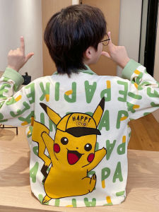 SHAPRA | Cotton Long Sleeve Cartoon Pikachu Light Boy Pajamas Set