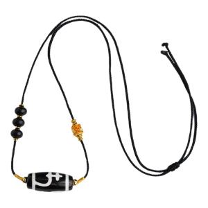 POTALA PALACE | Tibetan Inspired Beaded Necklace with Amulet Agate and Ebony Beads
