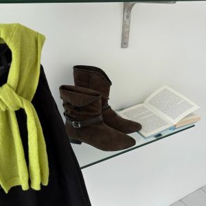 Retro Suede Folds Western Slimming Boots