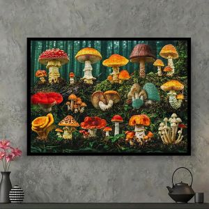 Colorful Mushroom Collection in Forest Jigsaw Puzzle Adult Nature Theme Intellectual Game Home Leisure Decorative Puzzle Toy