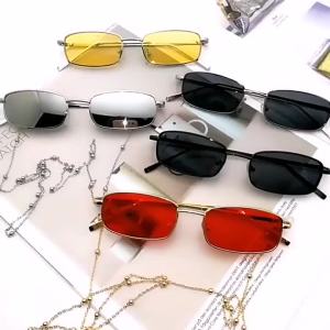 Retro Square Sunglasses Candy Color Vintege Metal Cat UV400 Female Summer Street Eyewear for Women Korea Style Gafas De Sol