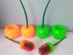 Sikat WC Ber Tutup Bentuk Jeruk & Apple / Dragon & Plastik