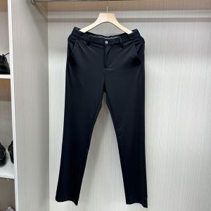 กางเกงลำลองผู้ชายผ้าไหมสีดำบางระบายอากาศได้ดีทรงสลิมฟิต กางเกงขายาวทรงธุรกิจฤดูร้อน กางเกงขายาวผ้าไหมเนื้อนุ่ม