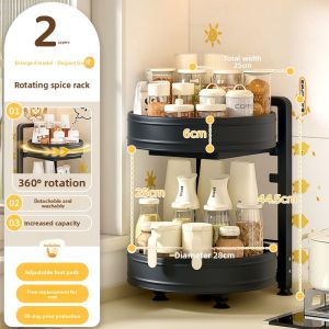 Kitchen Multi-functional Rotating Spice Rack Oil Salt Vinegar Storage Organizer Multi-layer Countertop Spice Storage Shelf