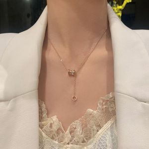 BESFOME 18k Titanium Steel Necklace Women All-match Korean Small Waist Color-Preserving Clavicle Chain Not Fade Simple Temperament Necklace Rose Gold