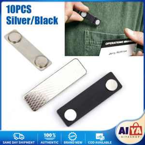 ★Same Day Shipping★ 10pcs Strong Magnetic Name Plate Tags Badge Metal Fastener ID Card Attachment Holder Strong Fastener with Adhesive on Front Plate Strong Neodymium Magnet ZJJ-Magnetic-Tag