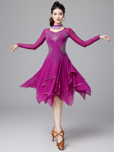 Latin Dance BLACKPOOL Competition Performance Costume 2024 New Arrival Professional Flower Clothes Heavy Embroidery Hot Drilling Dancing Long Sleeves Dress