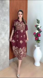 Daster Chibi Motif Daun / Dress Jumbo Rayon Premium / Super Jumbo LD 110cm PB 120cm Busui