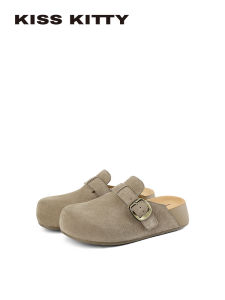 Womens Slip On Anti-slip Thick Heel Buckle Slippers