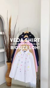 VEDA SHIRT (GL) - Kemeja Casual Wanita Katun BordirJumbo Big Size Outfit dgn 8 Ukuran Lengkap S M L XL XXL 3XL 4XL 5XL termurah