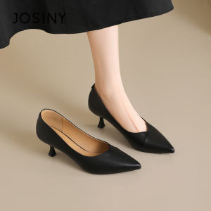 Josiny | Pointed Toe Easy Slip-On Comfort Mid Heel Office Pumps