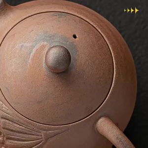 Ancient Rock Clay Sculpture Tea Pot Chinese Zen Style West Tea Brewing Pot Handmade Craft for Gongfu Tea Ceremony