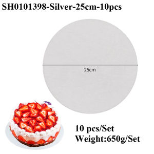 Meibum Diameter 10-40 CM Round Silver Cake Cardboard Disposable Paper Board Pastries Base Plate Decorations Mousse Displays Tray