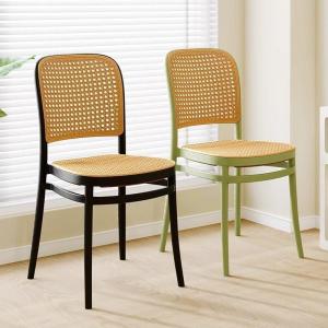 Stackable Plastic Rattan Chair with Backrest