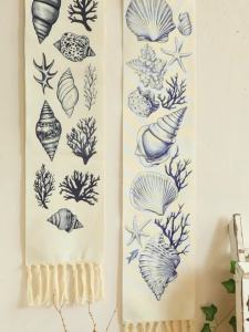 Thảm Treo Tường Hình Vỏ Sò Phong Cách Boho Chất Liệu Cotton Có Tua Rua Trang Trí Phong Cách Biển Thích Hợp Cho Phòng Khách Phòng Ngủ Làm Quà Tặng