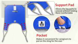 Ehucon Assistive Patient Lift Divided Leg Sling with Lower Back Lift Sling for Transfer and Positioning and Lifting 500lb Weight Capacity