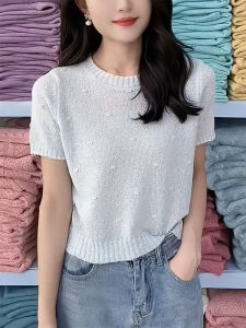 QINGNAER | Refreshing and Rejuvenating Korean Style Bubble Sleeve Knitted Top