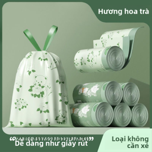 MONLEYTA | Túi rác chống muỗi hương hoa cỏ Artemisia dày đặc có dây rút dùng trong nhà bếp kích thước 40x50cm 50 chiếc