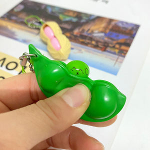 Ngộ Nghĩnh Đầu Hạt Đậu Giảm Căng Thẳng Peanut探头 Móc Khóa Dây Điện Thoại Di Động Dây Sáng Tạo Ruidi Thương Hiệu Hạt Đậu Pod Móc Khóa