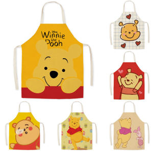 Adorable Winnie the Pooh Adult Cartoon Fabric Apron Sleeveless Waistcoat for Home Kitchen Restaurant Hot Pot Restaurant