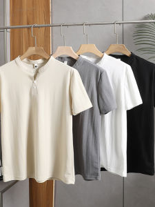 เสื้อยืดคอกลมแขนสั้นผ้าฝ้ายลินินผสมสำหรับผู้ชาย ระบายอากาศได้ดี สไตล์ฤดูร้อน สีสันสดใส ทรงหลวม แฟชั่นสำหรับวัยรุ่น