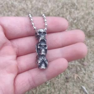 Vintage Hip-hop Punk Stainless Steel Skull Necklaces for Women Men Rock Cool Domineering Skeleton Pendant Necklace Boho Jewelry