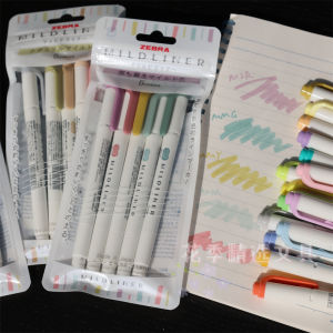 Zebra Mildliner Highlighter Pen Set สีใหม่ Soft Color ชุดปากกาไฮไลท์แบบอ่อนๆ สีบุหรี่ ปากกาเขียนแบบดูดซับสี ปากกาเขียนแบบมีหัวสองชิ้น
