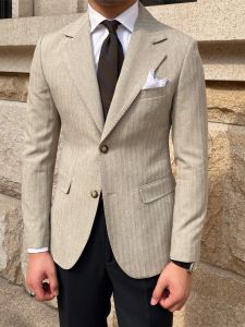 นาย. Deer Threes Handmade ฤดูใบไม้ร่วง ลายสก็อต ผู้ชาย ชุดกึ่งทางการ สไตล์อังกฤษ สลิมฟิต เล็ก ชุดสูท เสื้อแจ็คเก็ต ทันสมัย เสื้อแจ๊กเก็ต