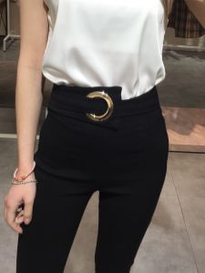 High Waist Elastic Waist Spring Autumn New Womens Pencil Pants Thin Long Black Slim Fit Base Layer Pants Fashionable Ladies Trousers