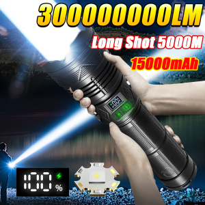 300000000LM Most Powerful LED Flashlight Rechargeable Tactical Torch 5000M Ultra Bright Flashlight ABS Portable Lamp Camping