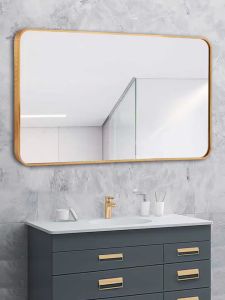 Stock in SG Black Bathroom Mirror Square Decorative Mirror Vanity Mirror and Shelf Can Horizontal and Vertica