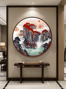 Modern New Chinese Style Decorative Painting round Mountain Tai Back Wall Picture Living Room Office Landscape Hanging Artwork