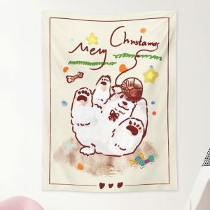 VIKAMA Giáng Sinh Vui Vẻ Graffiti Tấm Thảm Dễ Thương Vẽ Tay Hoạt Hình Treo Tường Cho Phòng Ngủ Phòng Trẻ Em Trang Trí Tiệc Polyester