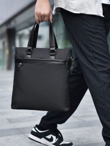 New Oxford Cloth Mens Vertical Leisure Shoulder Bag Crossbody Casual Briefcase Meeting Material Handbag Soft Zipper Closure