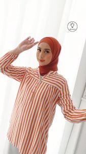 MUAFAQAH Atasan Wanita Salur Bahan Rayon Premium | Blus Wanita Terbaru | Kemeja Katun Rayon