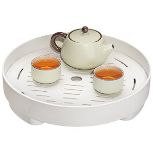 Modern Minimalist Small Tea Tray Young Peoples Dry Pounding Tea Table Home Desktop Circular Plastic Tea Tray with Drainage