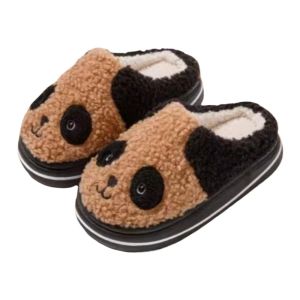 Dép Trẻ Em Bằng Vải Nỉ Hình Gấu Trúc Hoạt Hình Mùa Đông 2025 Dép Da Dê Bằng Cotton Cho Bé Trai Và Bé Gái Dép Đi Trong Nhà Cho Trẻ Em