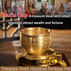 【 五路财神】The Treasure Bowl Brass Ornaments Send Sand Gold Color Mini Small Treasure Home Living Room Entrance Attract Wealth Decoration聚宝盆元宝摆件