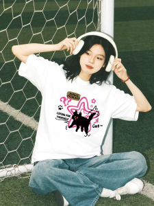 Áo Thun Cotton Tay Ngắn Dáng Rộng Cổ Tròn in Họa Tiết Mùa Hè Cho Nữ Phong Cách Đường Phố Giản Dị Thoải Mái