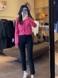 Short Sweater Cardigan Knit Jacket Womens New Small Premium Long Sleeve Top
