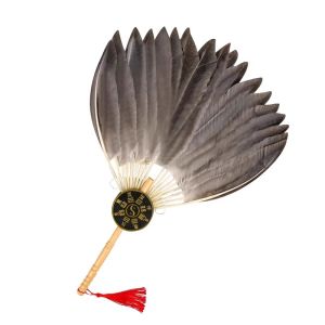 Handcrafted Ancient Chinese Style Goose Feather Fan Manual Operation Charcoal Stove Zhuge Liang Style Fan for Home Use