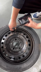 Portable Electric Tire Inflator with Bright LED Light and Digital Power Display - Ideal for Cars and Bikes