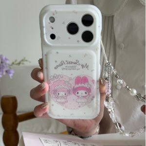 Sanrio | Ốp Điện Thoại Silicon My Melody Dễ Thương Kèm Dây Đeo Tay Hạt Cườm Dành Cho iPhone 16 Pro 15 17 Pro Max - Chống Sốc Thẩm Mỹ Nữ Tính Trong Suốt