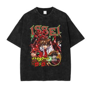 Bandai | Bandai Anime H-High S-School DxD T-shirts Vintage Washed Gremory Rias T Shirt Streetwear Issei Tops Tees Man Cotton